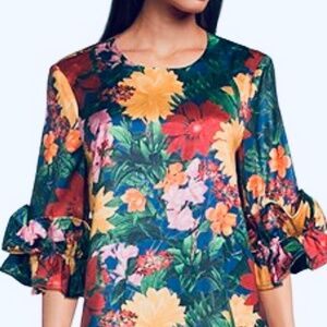 Abbey Glass Bronwyn Floral Print Crew Neck Shift Mini Dress